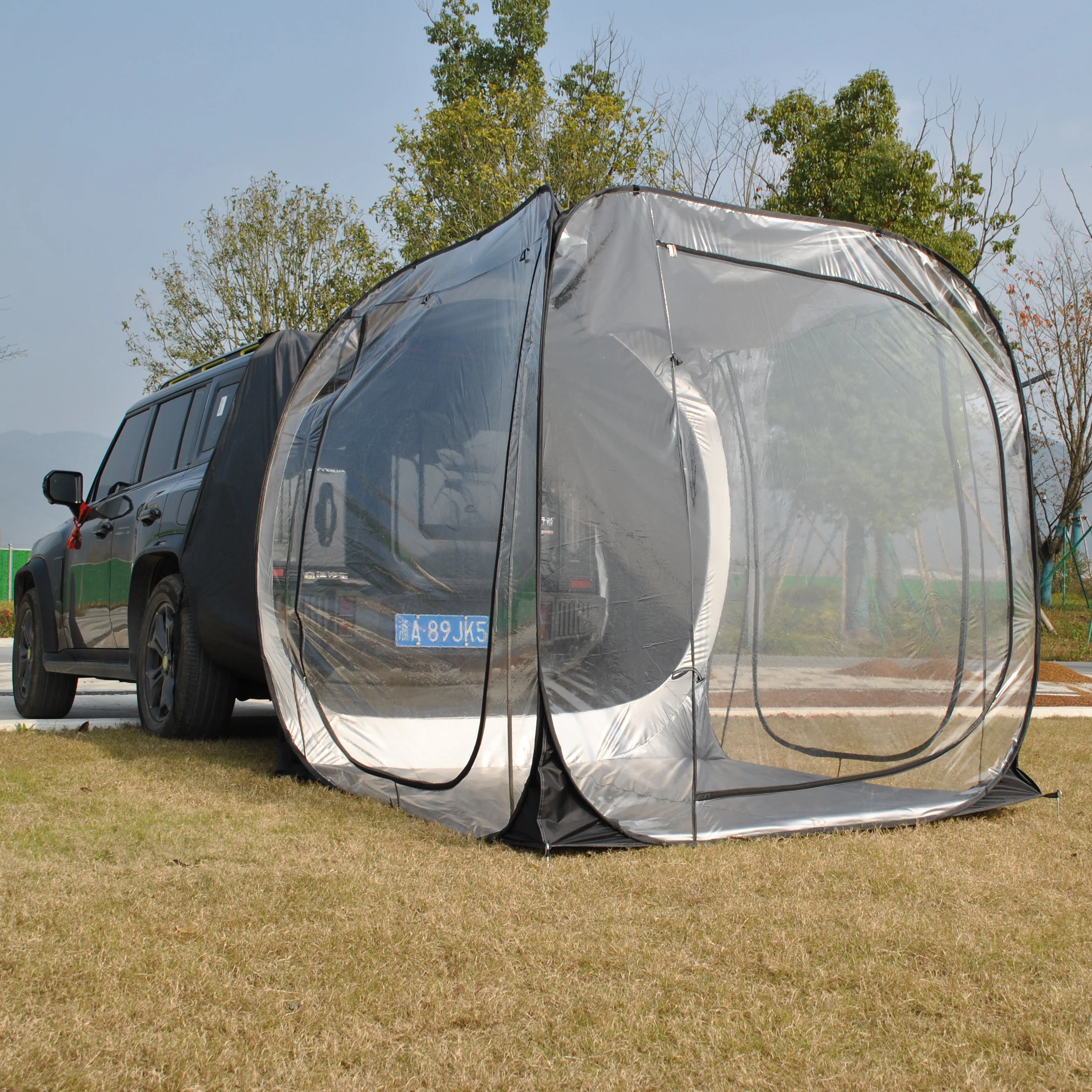 

4 Person Automatic Car Tent, Transparent Car Tailgate Tent,Pop up Car Rear PVC Tent, SUV Tent,Car Tent,Car Rear Pop up Tent