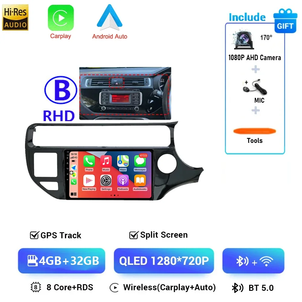 Android 16 Autoradio voor KIA K3 RIO 2011 2012 2013 2014 2015 Multimedia Speler 2 Din Carplay Stereo GPS Wifi DVD Luidsprekers 4G