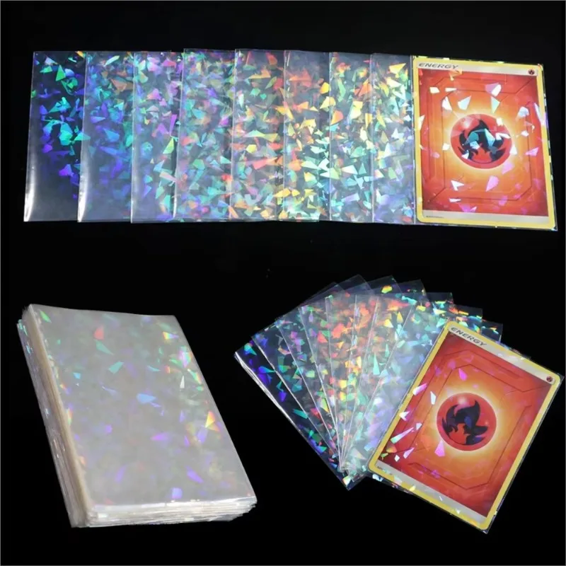 Shatter Effect Rainbow Laser Card Sleeves 66*91mm Transparent Trading Card Protectors for Sports&Gaming Collectible Card Storage