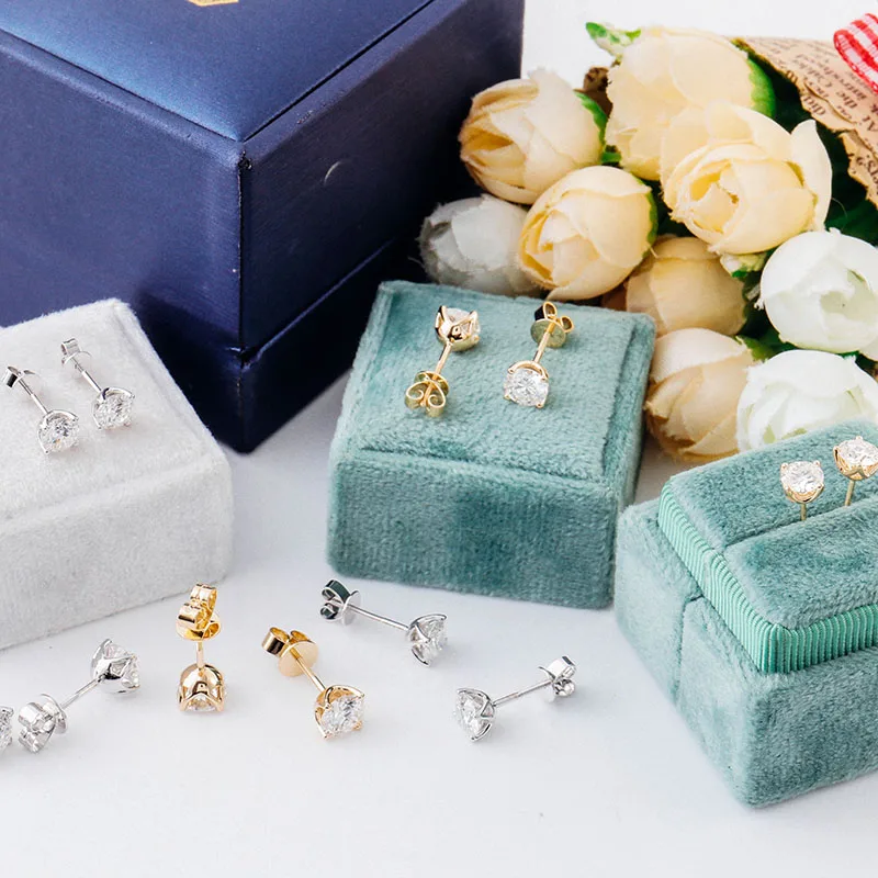 بروفانس 925 الفضة مارتيني نمط وأقراط 5 مللي متر Def مويسانيتي مستديرة GRA Cert التصميم الكلاسيكي مع المسمار الخلفي للنساء الرجال