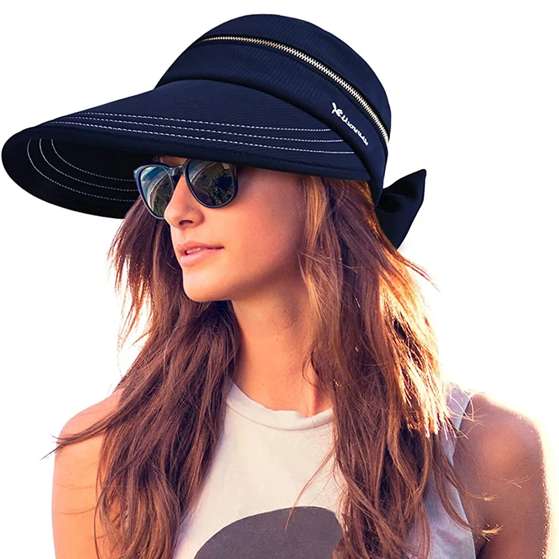 

Sun Hats for Women UV Protection Wide Brim 2 in 1 Zip-Off Visor Summer Beach Hat Womens Packable Golf Hat