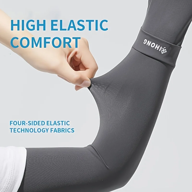 1/2Pairs Ice Silk Arm Sleeves Unisex Thin Cooling Elastic Fishing Sleeves reathable Sun Protection Outdoor Riding Arm Covers