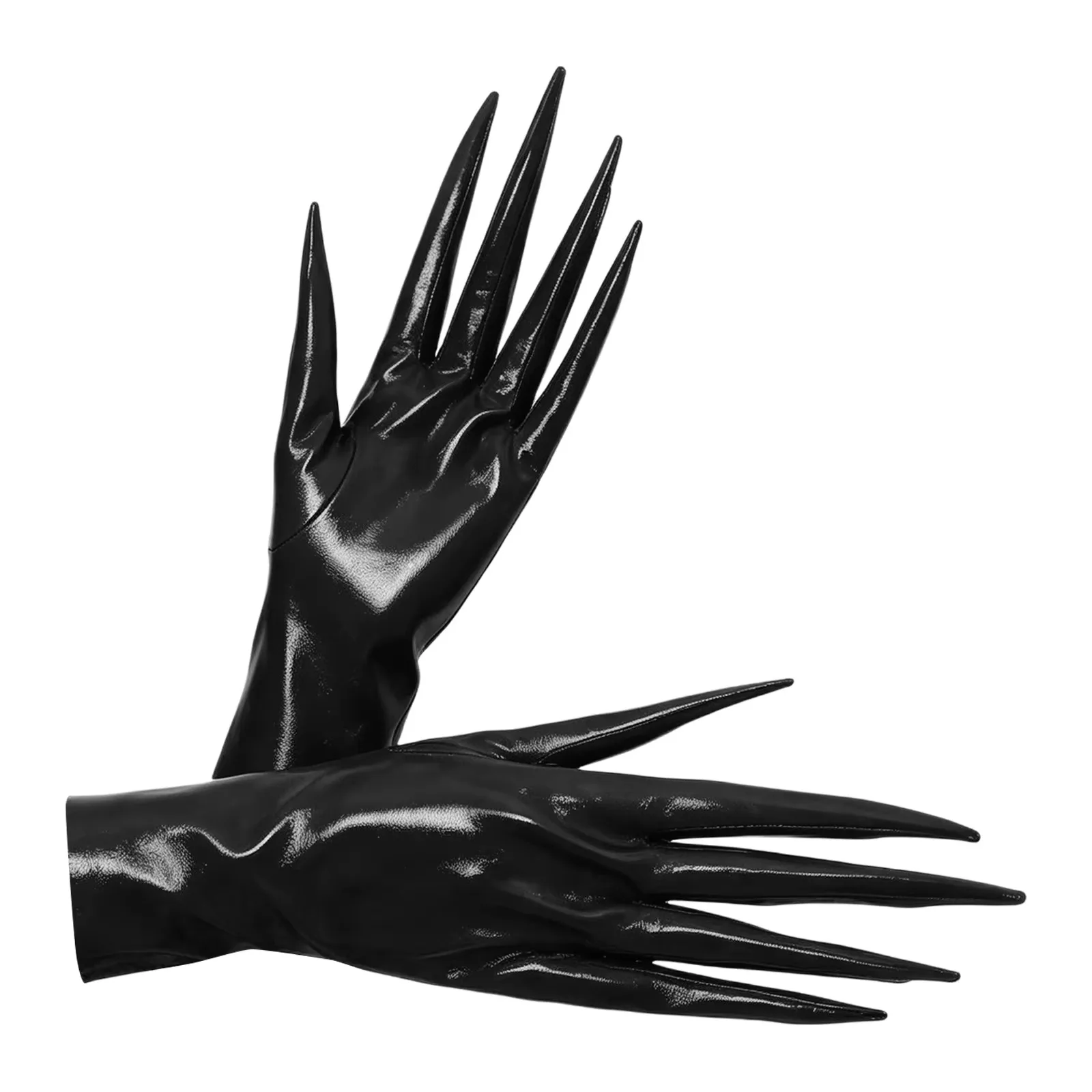 Gloves Bright PU Leather Pointed Claw Gloves Halloween Anime Cosplay Prop Extended Full Finger Gloves Masquerades Party Gloves
