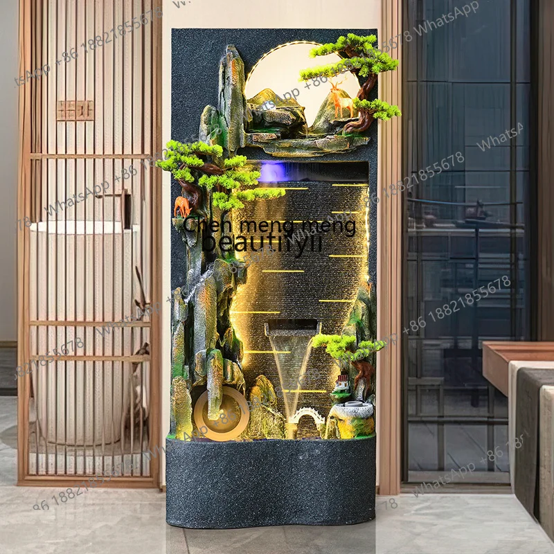 Rockery Water Curtain Wall Fountain Opening Gift Floor Screen Decoration Office Fortune Living Room Balcony Decoration