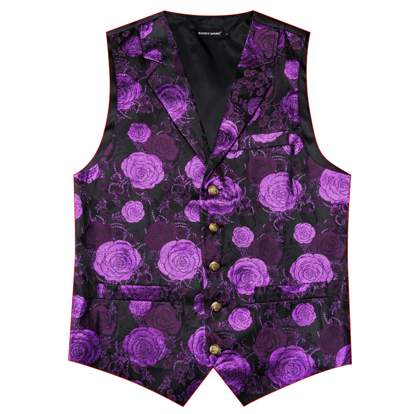 VERVEROW Luxuriöse Herren-Weste mit Jacquard-Blumenmuster, gekerbtem Reverskragen, Weste mit Fliege, Set für formelle Hochzeiten, Partys, Smoking – Detail 3