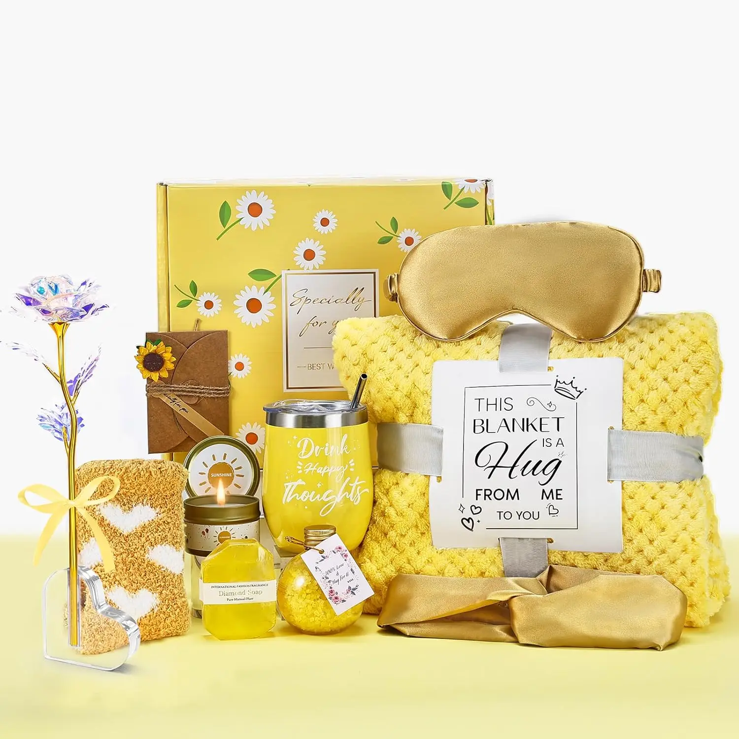 

Роскошный подарочный набор для спа-салона для женщин — фланелевое одеяло, розовая свеча, стакан и предметы для ухода за собой