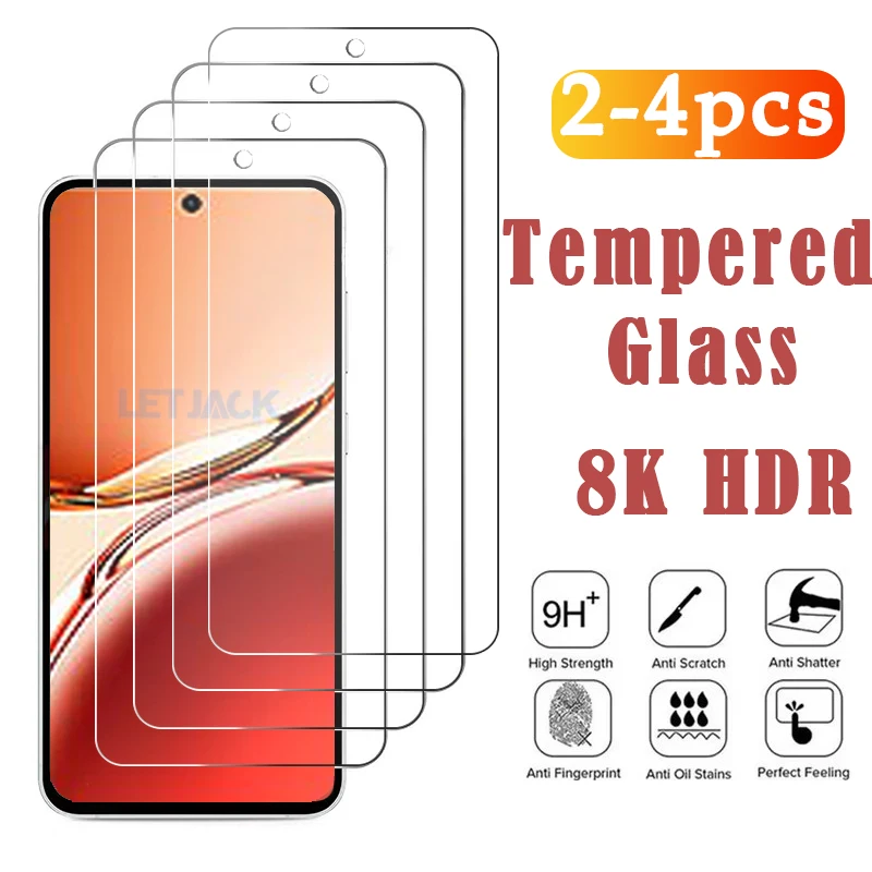 

2 to 4Pcs Protective Glass for Oppo Reno 12F 11F 8T 8Z 7Z 6Z 5Z 5F 5A Screen Protector for A97 A77 A57 A17 A77S A57S HD Glass