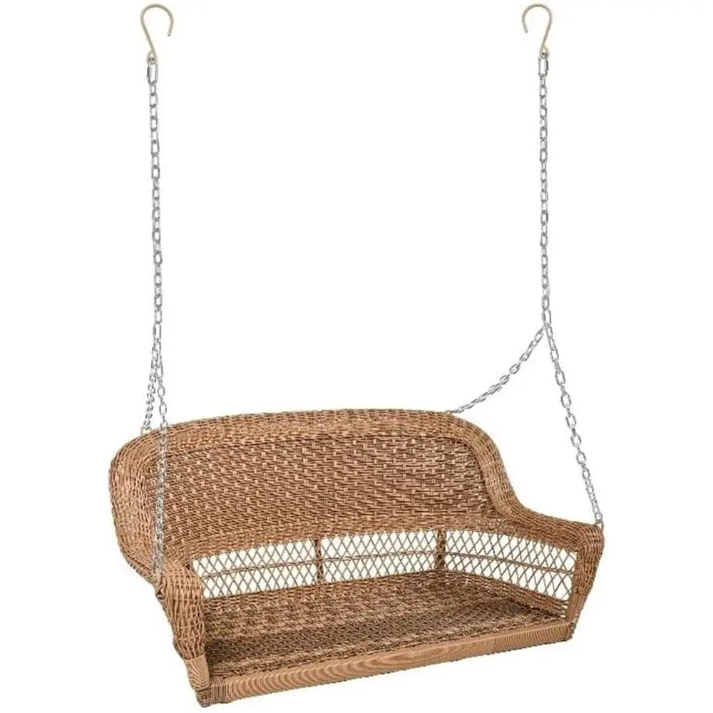 

All-Weather Wicker Porch Swing, 51.5 Wide x 26.5 Deep x 23.5 High, Durable Steel Frame, Includes Hanging Chain, Outdoor Patio/Po