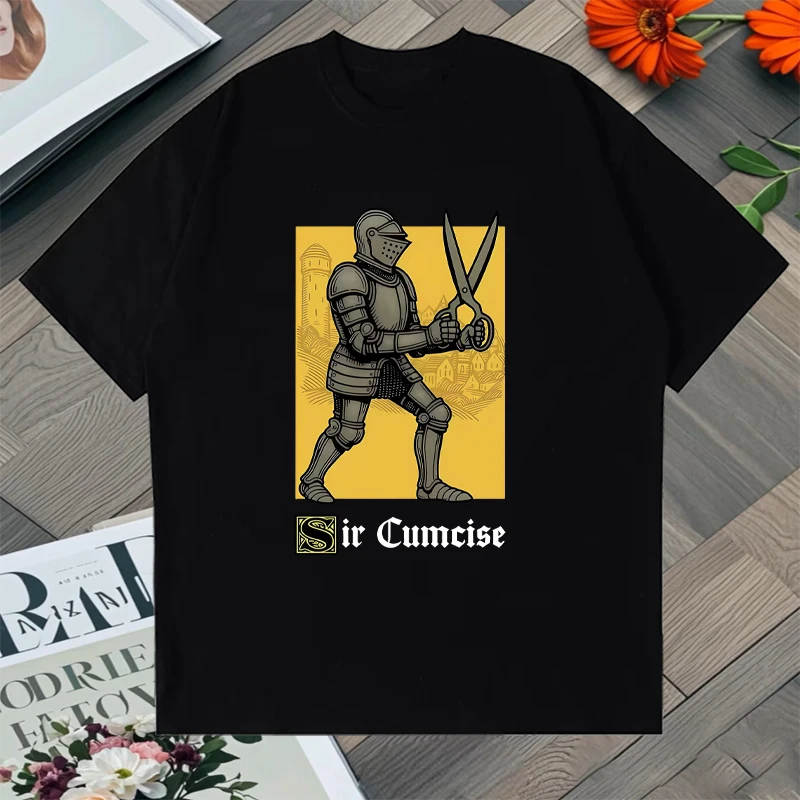 

Knight Sir Cumcise Graphic Oversized T Shirt Men Women Summer 100% Cotton Short Sleeves T-shirt Streetwear Tops Unisex clothing