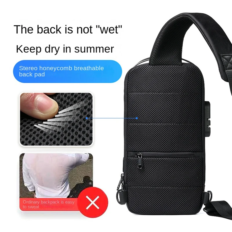 男性用防水ショルダーバッグ,USB付き,盗難防止トラベルバッグ,ファッショナブルなチェストバッグ,新コレクション