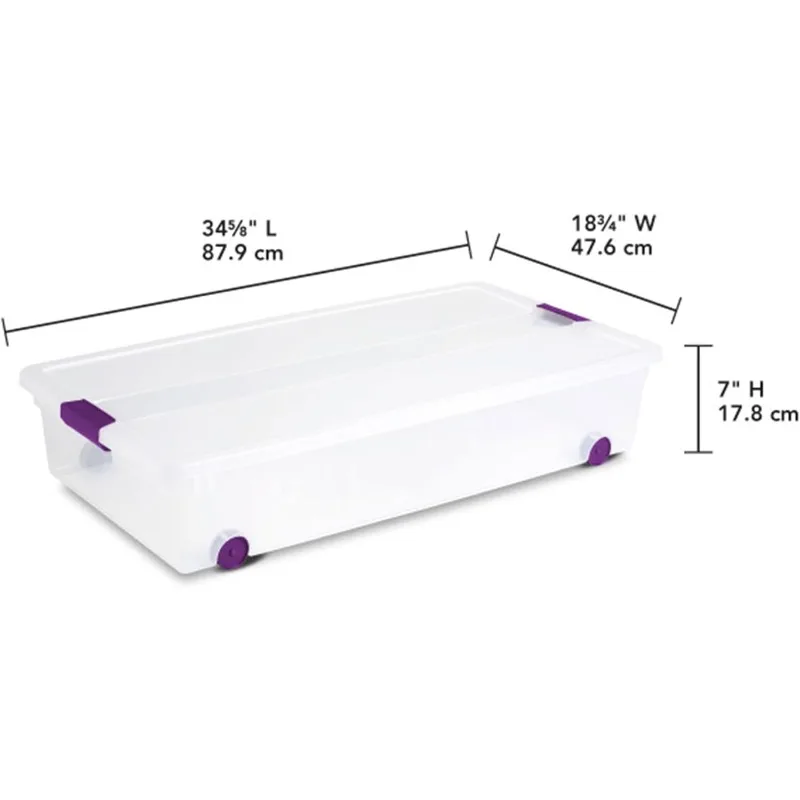 

Sterilite 4-Pack 60 Quart ClearView Latch Box, Wheeled Underbed Organizer Bins with Latching Lids - Clear Plastic Organization C