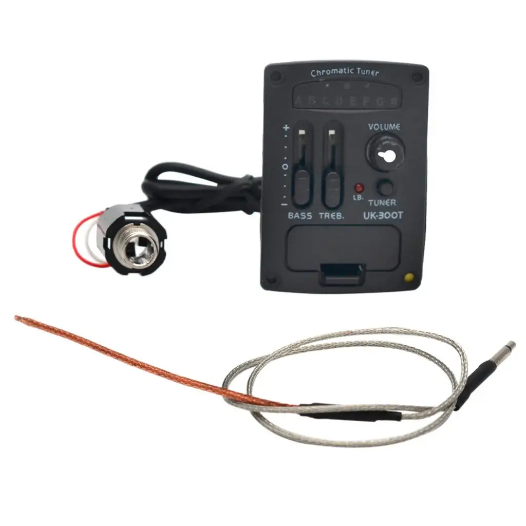 Acoustic Guitar Ukulele Pickup 2 Band Piezo Preamp Tuner Piezo Pickup Acoustic Clear Tone for Rehearsal Studio Use