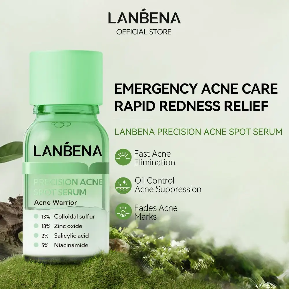 

Сыворотка для лечения акне LANBENA с 5% ниацинамидом и 2% салициловой кислотой, успокаивает покраснения и отеки, устраняет прыщи, уход за кожей.