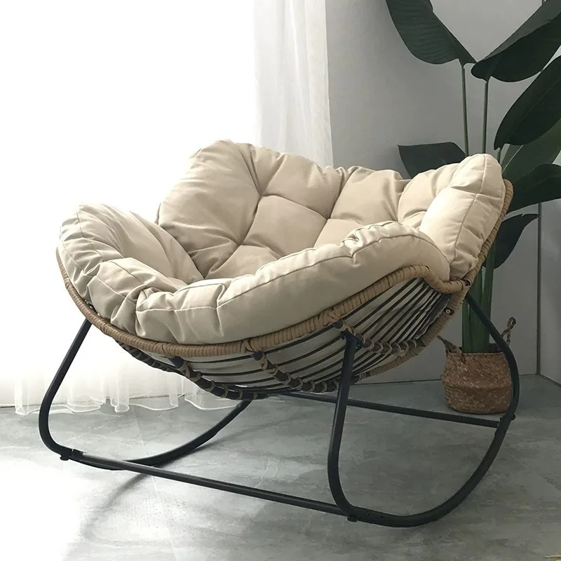 Rocking Chair Living Room Light Luxury Balcony Home Leisure Lounge Chair Rattan Chair Iron Rocking Chair Modern Lazy Chair