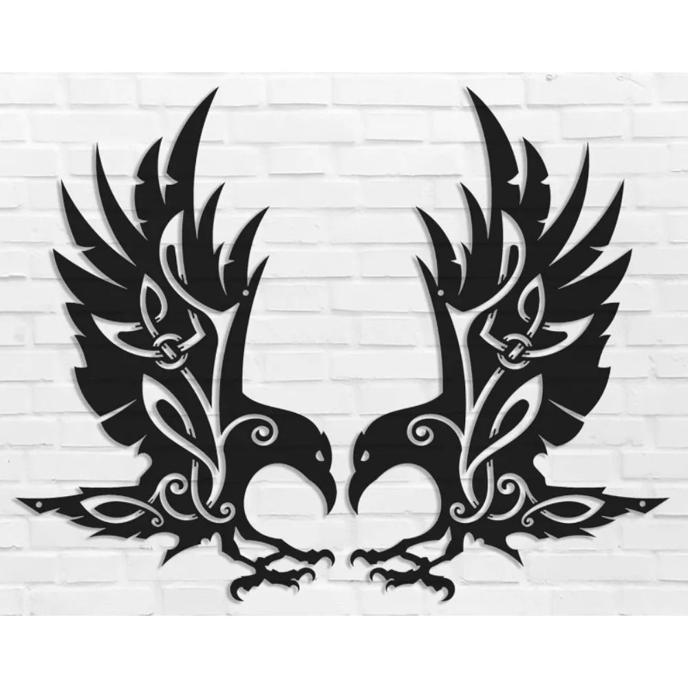 CIFBUY Wrought Iron Wall Art Viking Raven Metal Crow Gothic Celtic Home Decor For Living Room Bedroom Indoor Outdoor
