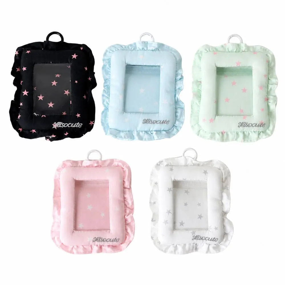 Lace Pillow Photocard Holder 3 Inch Hanging Photo Card Frame with Keychain Display Protector Card Protective Case for Idol Cards