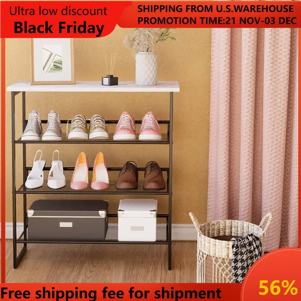 3-Tier Tilting Adjustable Freestanding Shoe Rack 6-Pairs 25.2 in Length for Durability and Stability for Entryways,