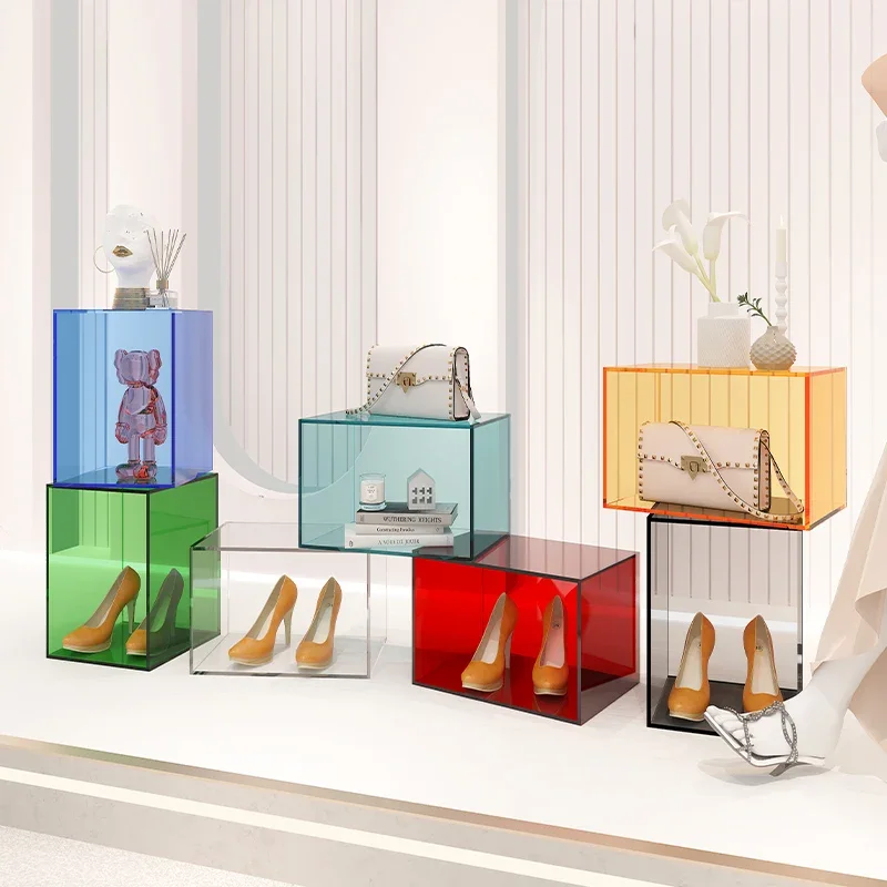 

Clothing store display stand color transparent plexiglass creative water table prop box acrylic window jewelry cabinet