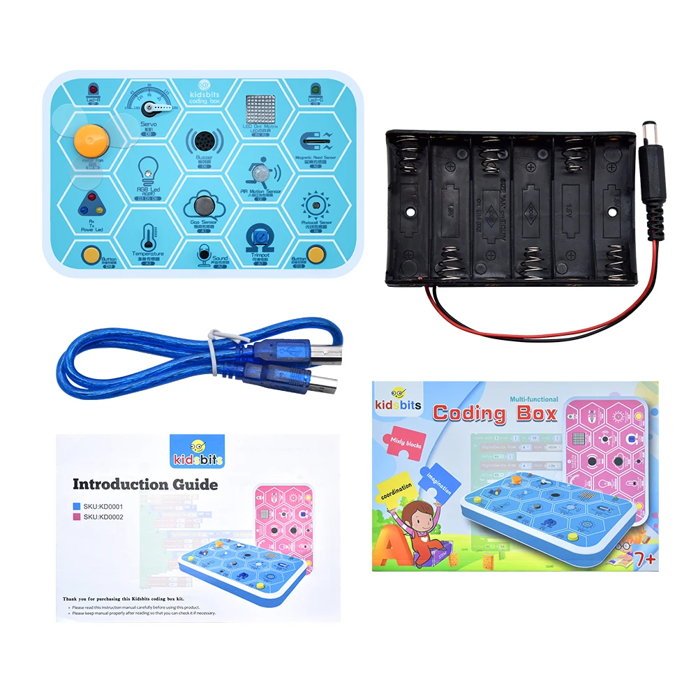 Kidsbits Coding Box V1.0 STEM Programming Educational Tools Base on Arduino UNO Kit For Scratch Graphical  Programming Ages 6+