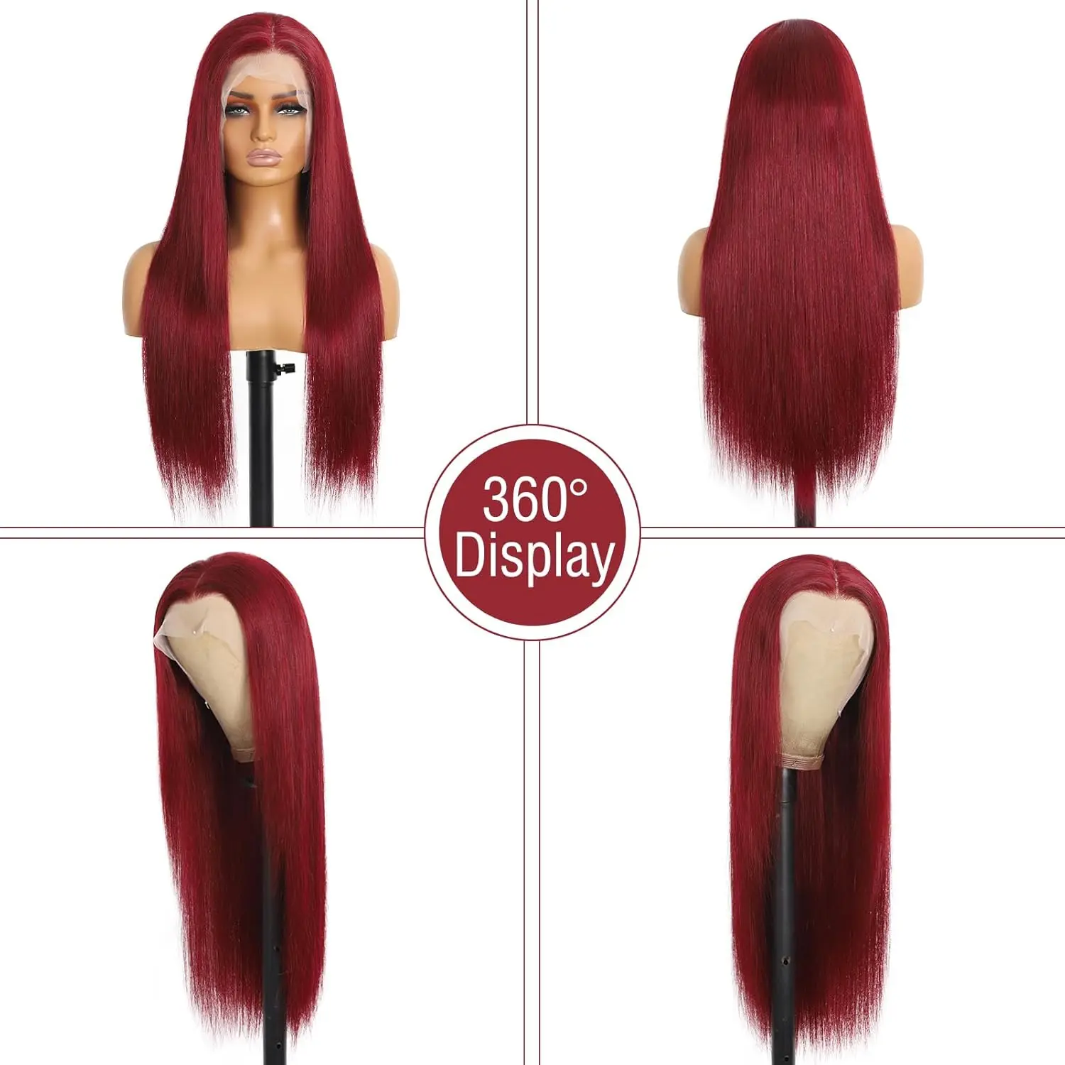 13x4 HD Transparent Lace Frontal Wig Red Wine Colored wig 99J Burgundy Straight Lace Front Wigs Human Hair for Black Women