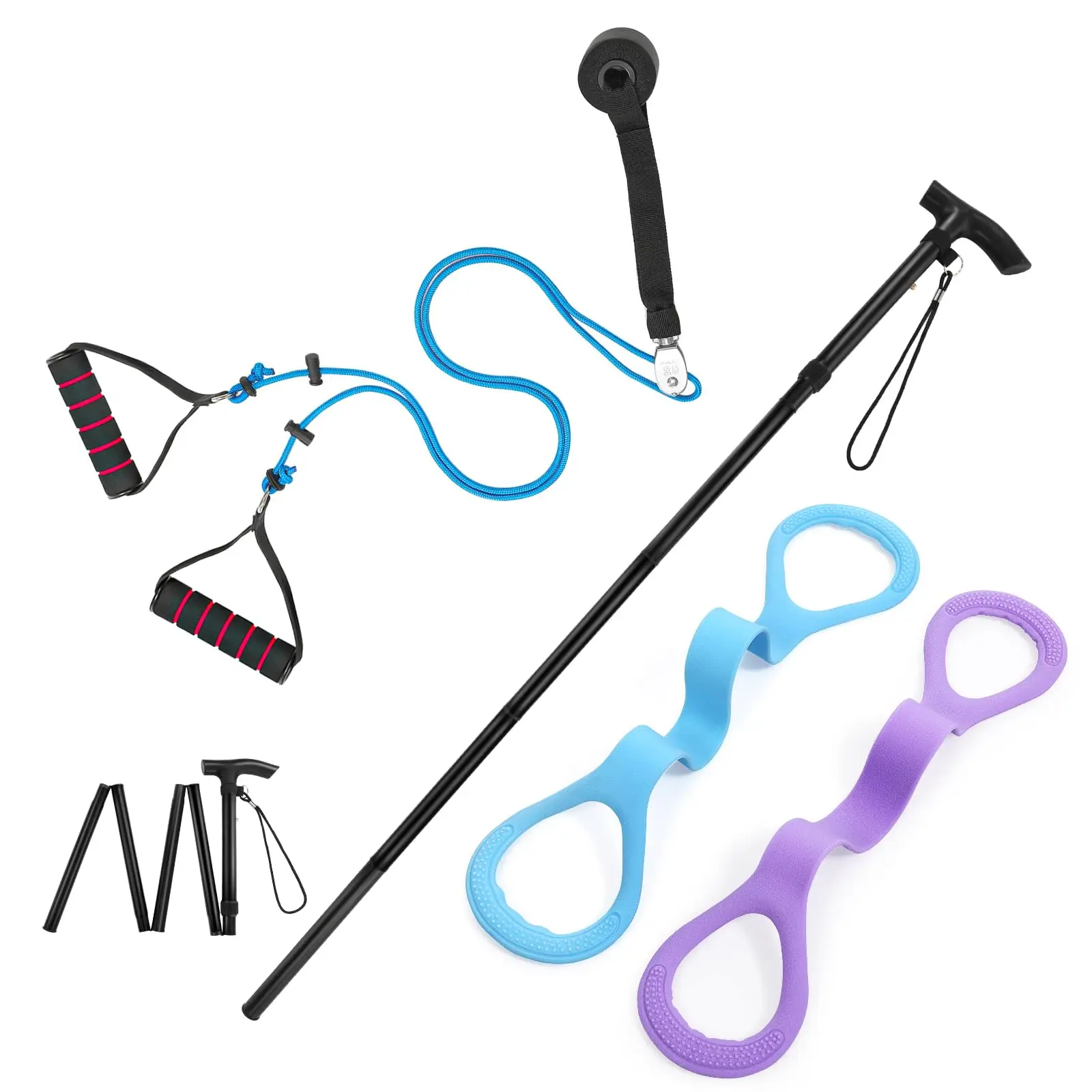 Shoulder Rehab and Home Therapy Kit Physical Therapy Pulley Shoulder Wand and Resistance Band Promote Shoulder Rehabilitation​