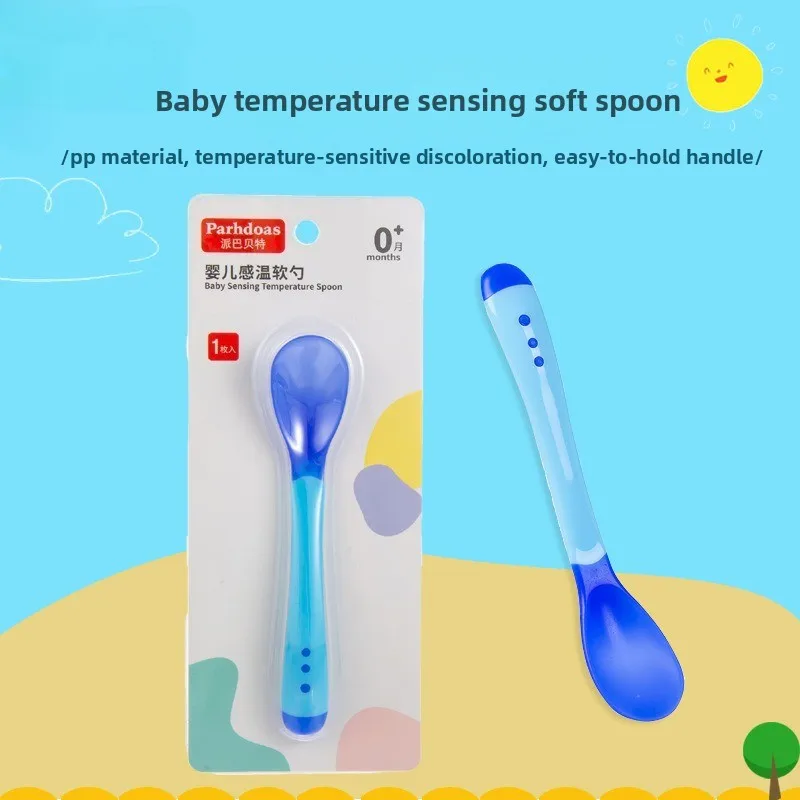 

3pcs/set baby Flatware Feeding Spoon Safety Temperature Change Plastic Baby Spoons Toddler Flatware Small Toddlers Utensils