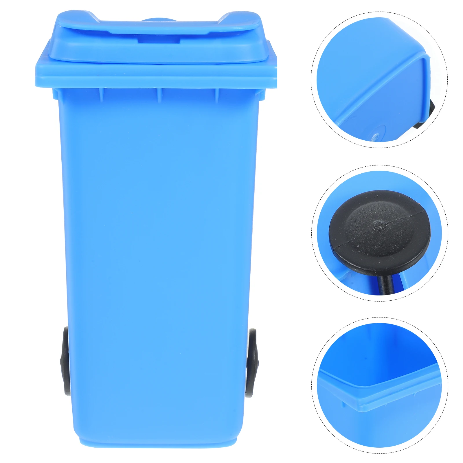 2pcs Desktop Trash Can Blue Pp Waste Bucket Small Mini Garbage Container Office Pen Holder Tabletop Countertop Storage Can