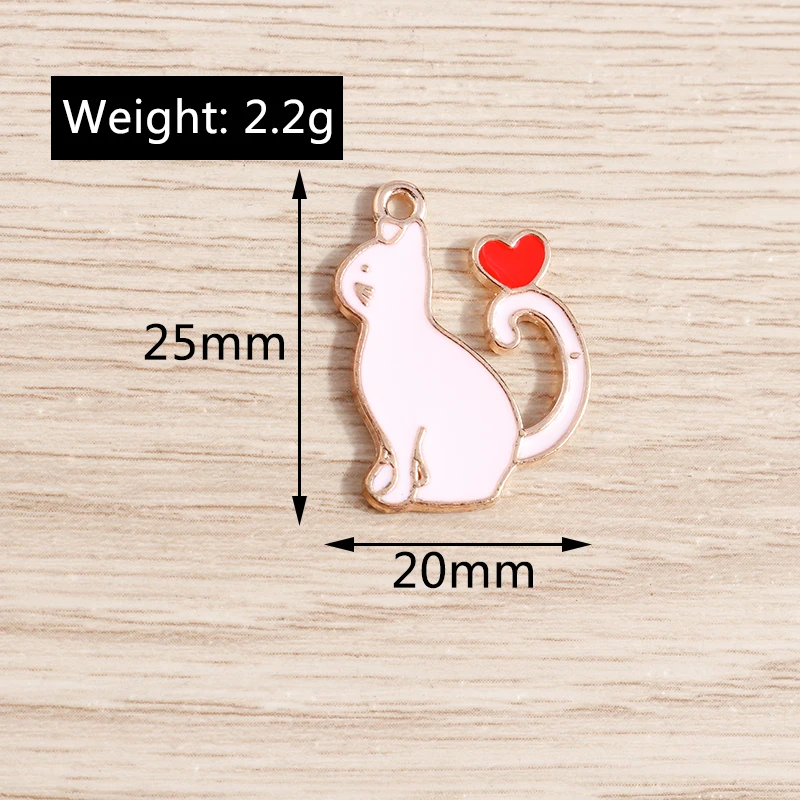 Tusember 10 Stück Mix Niedliche Kätzchen-Emaille-Anhänger Kawaii Katzen-Charms für Schmuckherstellung Ohrringe Halskette Handgemachtes Zubehör – Detail 21