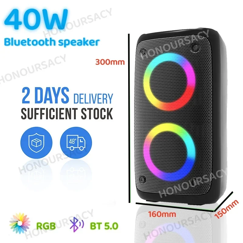 40W AM-2301 Bluetooth speaker dual color portable outdoor sound system 3D surround sound center large battery subwoofer player