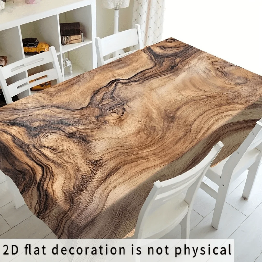 2D planar party tablecloth 1 piece  Retro wood grain pattern rectangular tablecloth Suitable for kitchen, dining room, etc.zyc