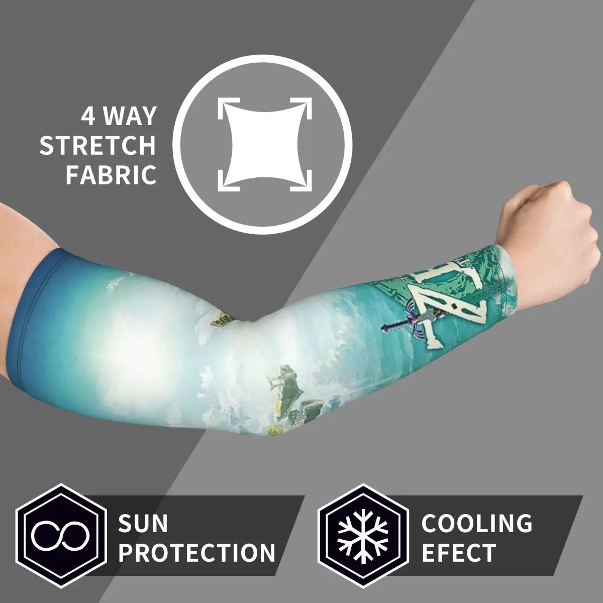 أسطورة Zeldas أكمام أذرع تبريد للرجال والنساء للحماية من الأشعة فوق البنفسجية وتغطية الوشم الرياضية والتبريد وركوب الدراجات