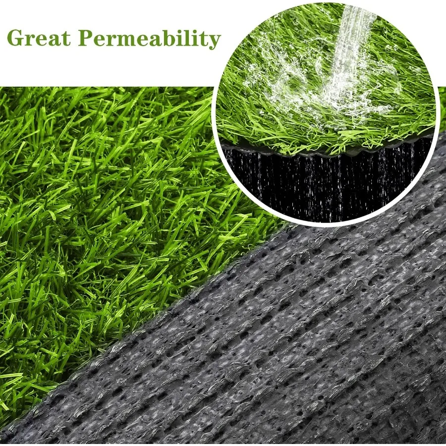 8 عبوات من حصيرة العشب الاصطناعي مقاس 12 × 12 بوصة مربعات بلاط عشب صناعي للحديقة رقعة عشب وهمية مع ثقب صرف واقعي
