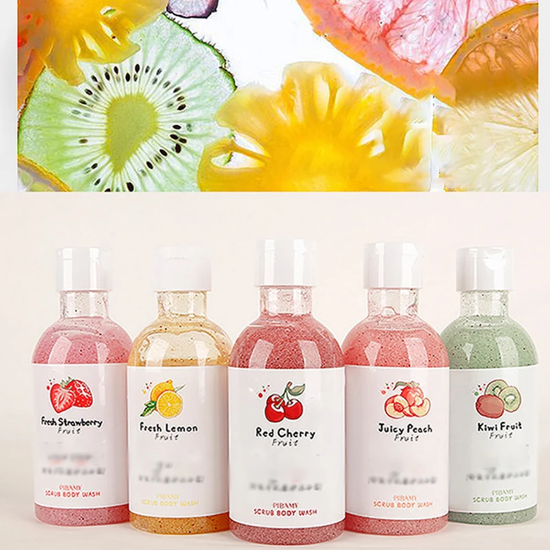 5 Style Fruits Natural Exfoliating Body Scrub Remover Exfoliator Deep Clean Moisturizing Scrub Shower-Jell Skin Care Tool