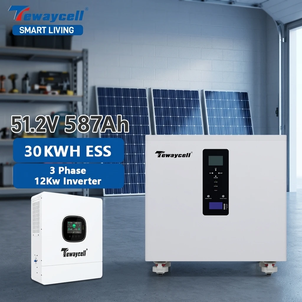 Battery Three Phase AC380V 12kw Inverter LiFePO4 CAN All in One 30kWh 32kWh Solar Energy Storage System 51.2v 587Ah 628Ah