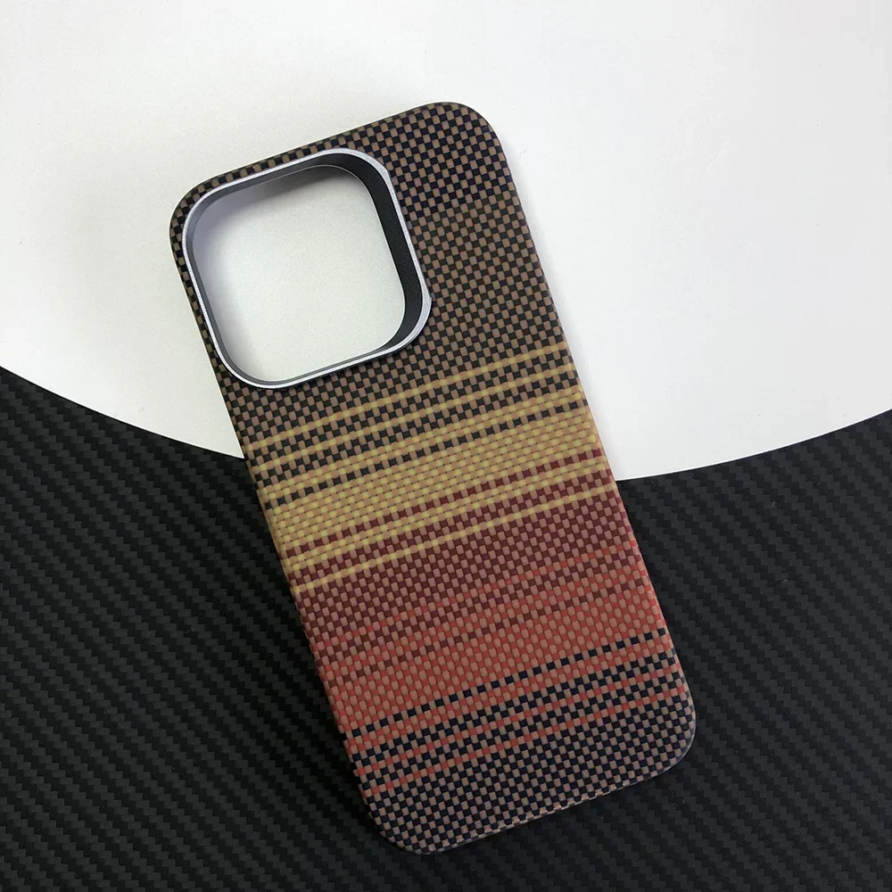 Colorful phone case for Apple iPhone 15 Pro ip15 ip15pro ip Kevlar real Aramid Carbon Fibe case Magnetic Wireless charging 01-02