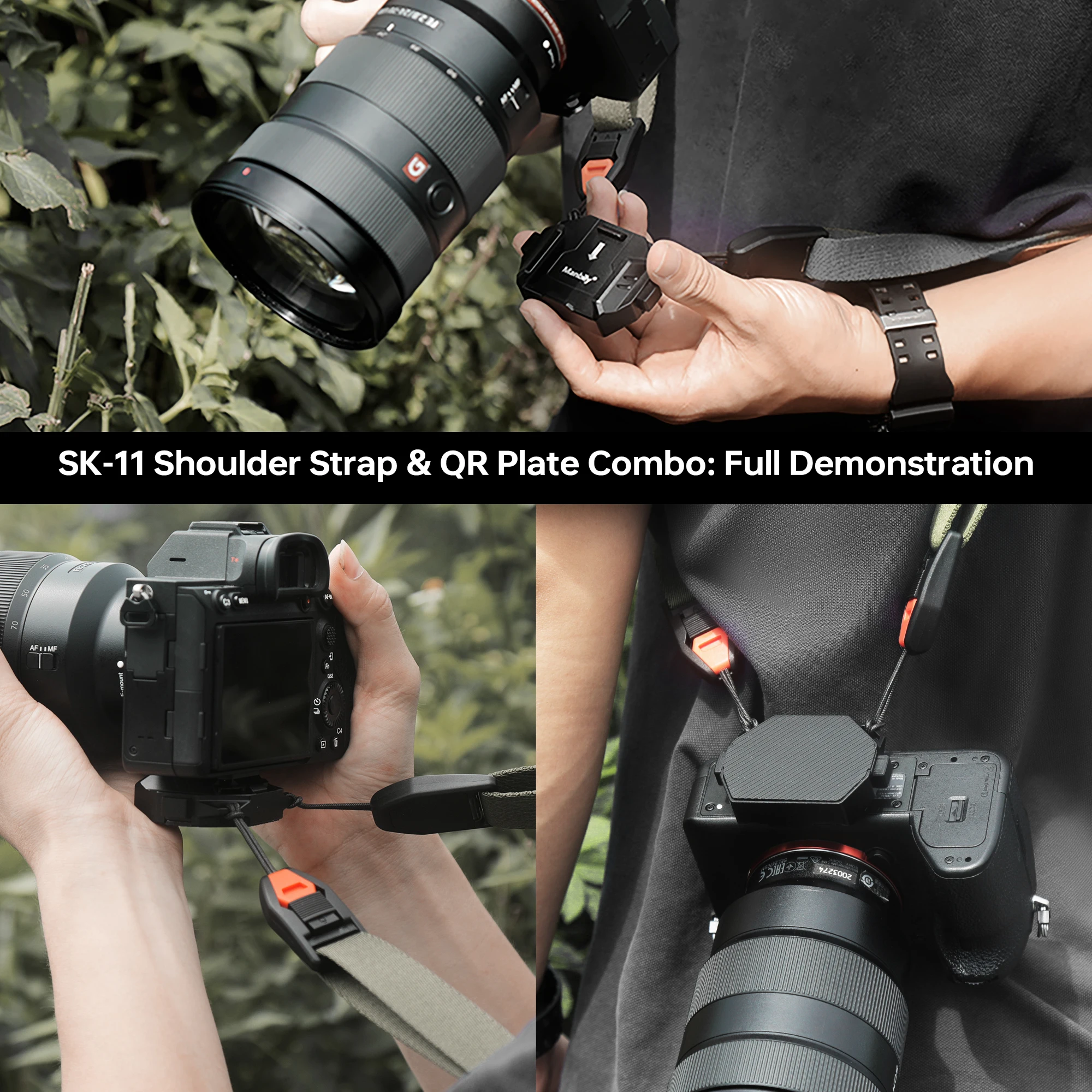 Manbily Camera Shoulder Strap with  Arca-Type Quick-Release Plates For Outdoor Photography Sony Nikon