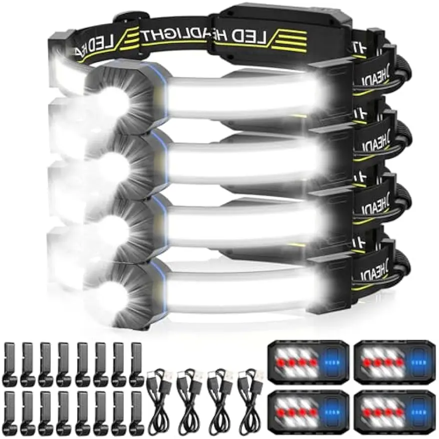 

Светодиодный налобный фонарь 1000 люмен с красным задним фонарем, перезаряжаемый через USB, водонепроницаемый для кемпинга, бега, пешего туризма