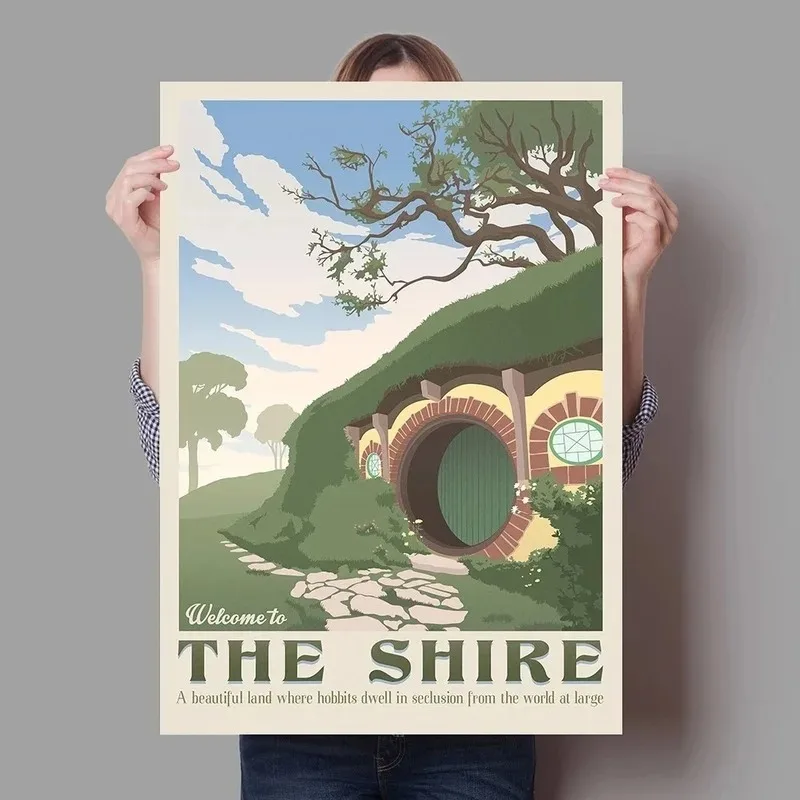 Arrakis Dune Sandworm Poster Retro Travel Wall Art Canvas Painting The Shire Tatooine Picture for Living Room Home Decor