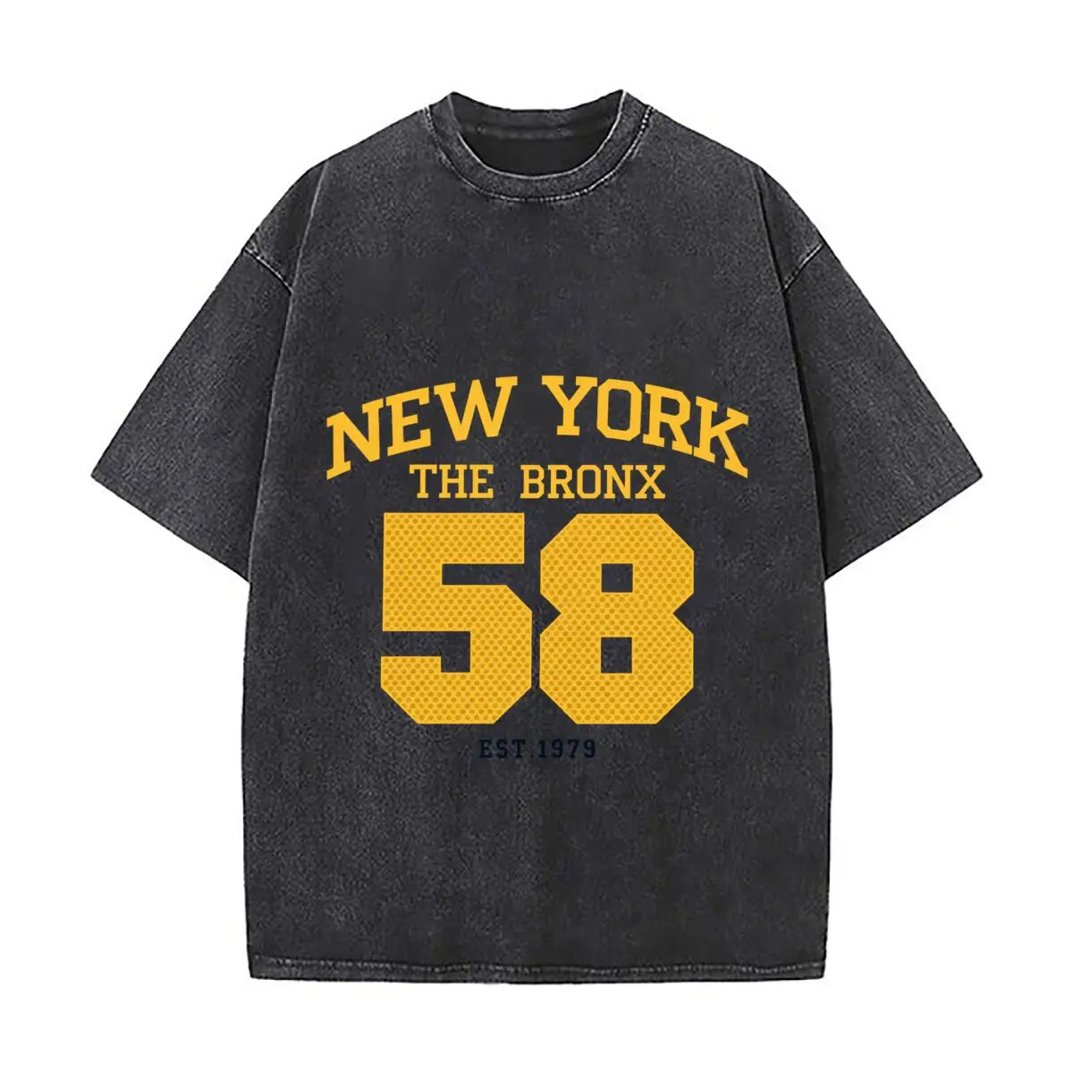 New York The Bronx 58 EST 1979 Varsity Graphic Distressed Vintage Oversized Streetwear Tops for Coffee Dates