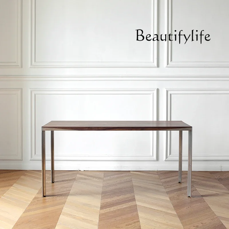 N40 Nordic all solid wood dining table Rectangle modern simple dining table Black walnut Italian restaurant table