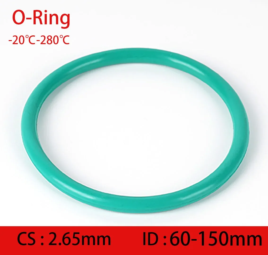 CS 2.65mm Green FKM Rubber O-Ring Gasket ID 60-150mm Fluororubber O-Ring  Sealing Gasket Oil Resistant Acid & Alkali Resistant
