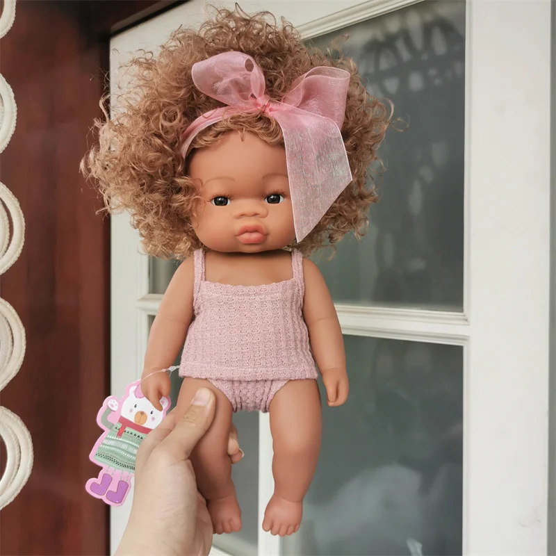 35 cm Neonato Reborn Bambola Africana Simulazione Del Bambino Morbido Vinile Bambini Giocattoli Realistici Di Natale Di Compleanno Giocattoli Bambole per Neonati