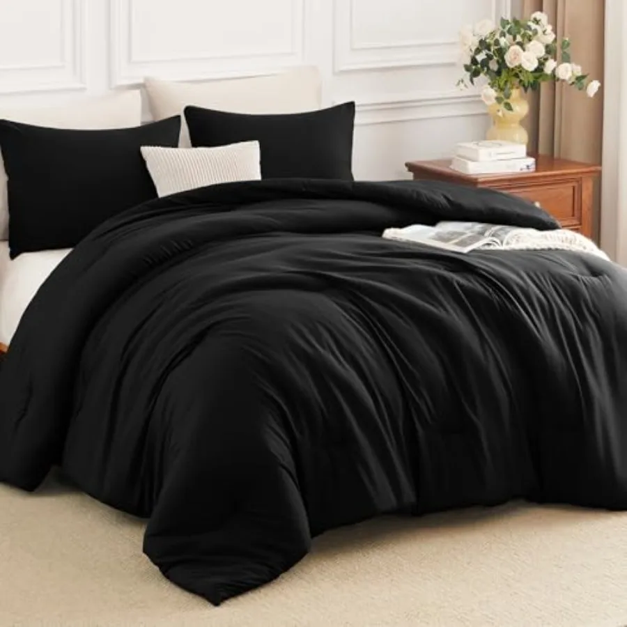 

Comforter Set 3 Pcs, 270GSM Down Alternative Fill, Oeko-TEX Certified, 100% Microfiber, Quilted with 8 Corner Ties, All Season
