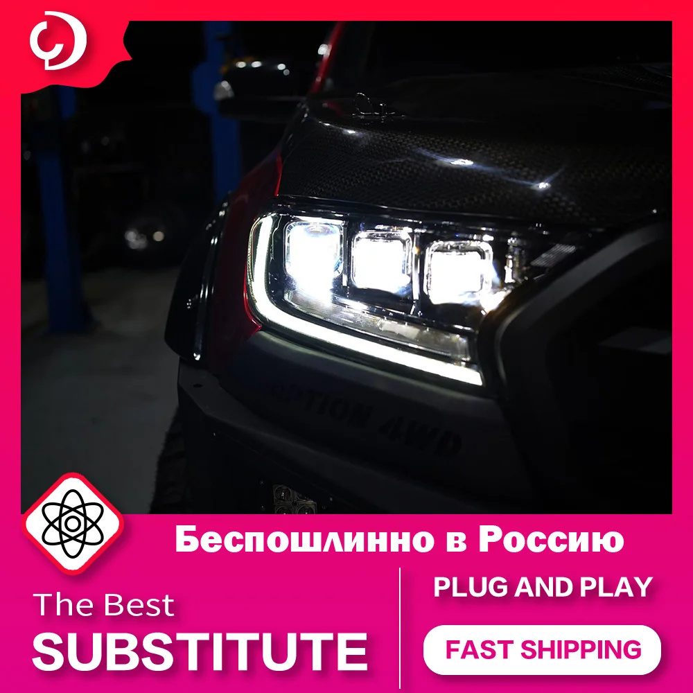 

AKD автостайлинг фары для Ford Ranger Everest 2015-2021 T6 FL T7 T8 Raptor 3 LED DRL Передняя лампа светодиодный проектор автомобильный