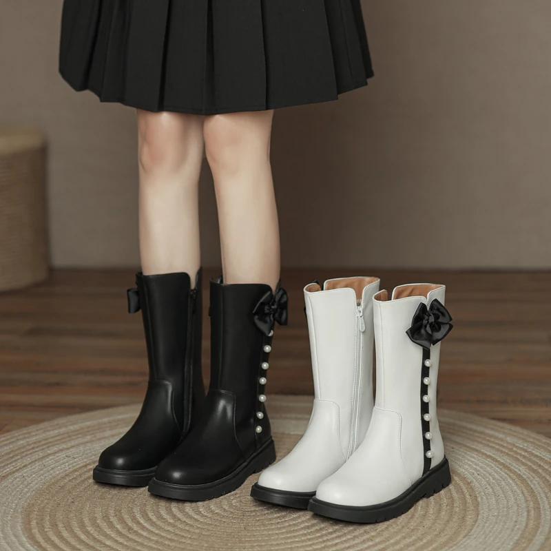 

Детские модные высокие сапоги для девочек, осенне-зимние кожаные сапоги принцессы для выступлений и танцев, детская обувь, студенческие детские ботинки челси