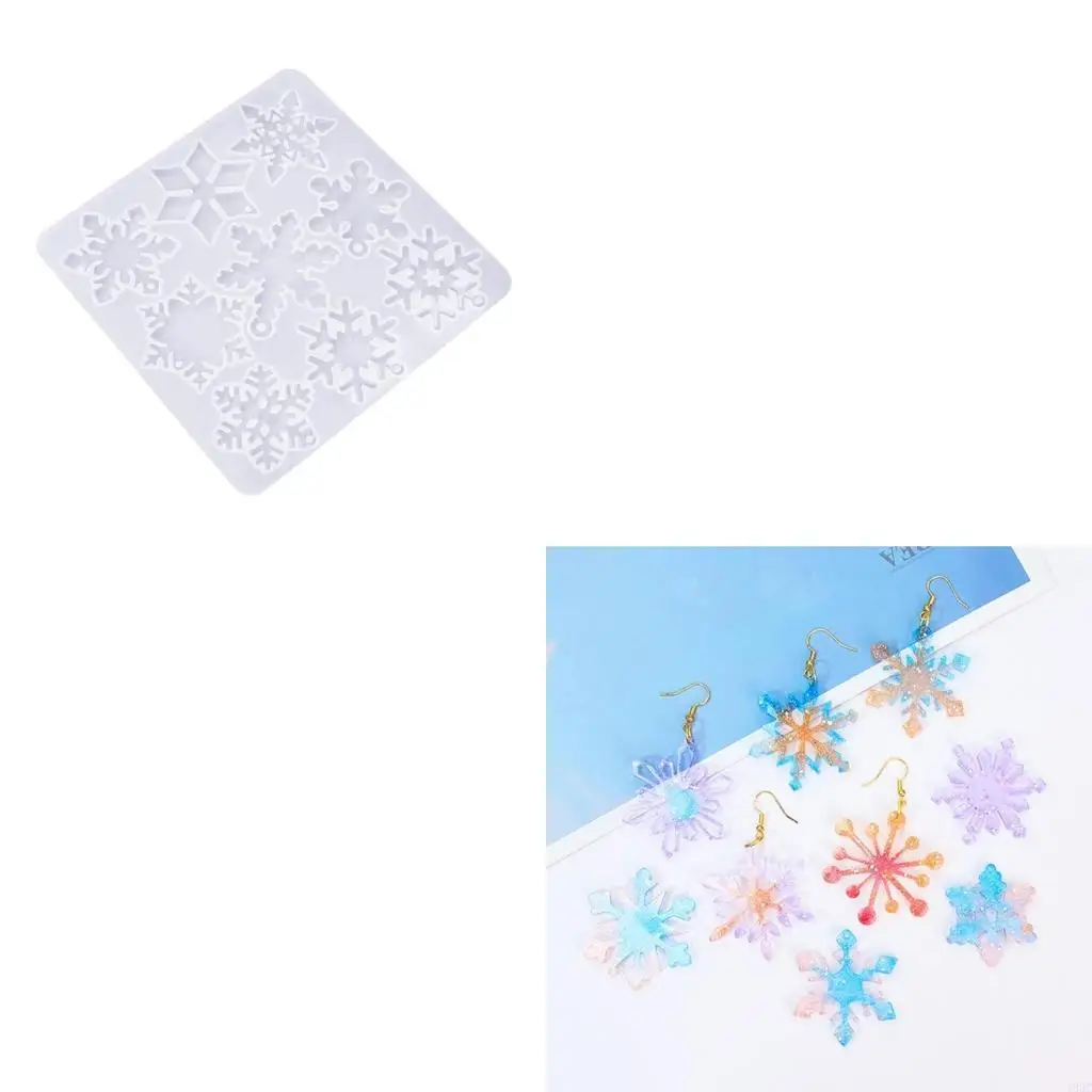 195C Snowflake Silicone Mold Christmas Pendant Epoxy Resin Mould for Keychain Keyring Charm Earrings Molds Home Decors