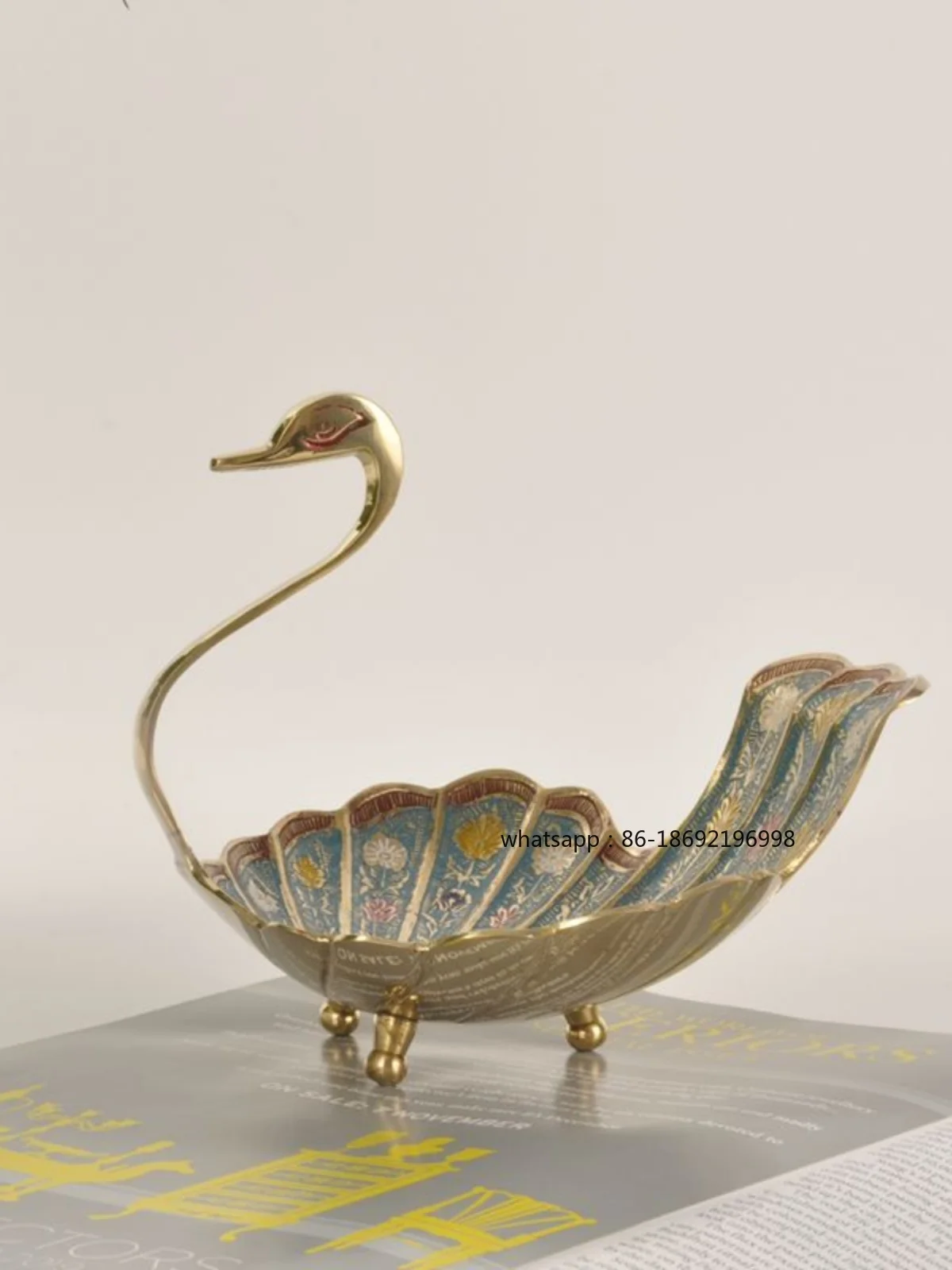 Imported Brass Fruit Plate Swan American Light Luxury Home Snacks Dried Fruit Plate Desktop Coffee Table Handicraft Ornament
