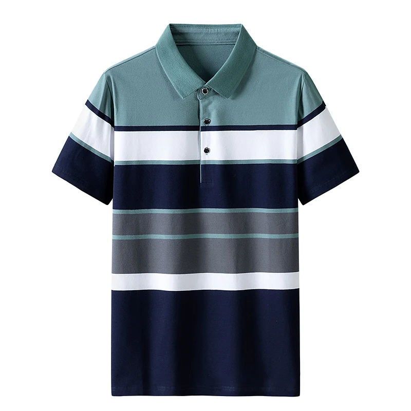 Men\'S Classic Striped Polo Shirt Cotton Short Sleeve 2023 Summer Plus Oversize 4XL