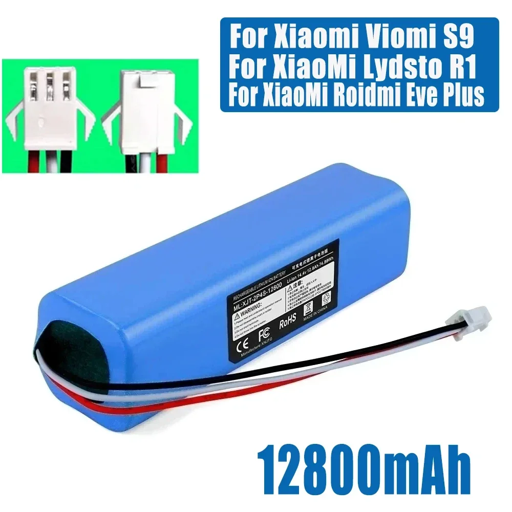 

2024 100% Original For XiaoMi Viomi S9 Lydsto R1 Roidmi Eve Plus 14.4V lithium battery 2P4S 5200mAh 6500mAh 12800mAh