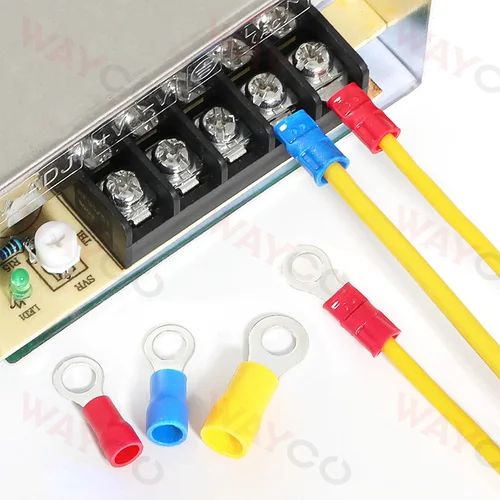 Imagen 2 del producto Terminal de engarzado de anillo, conectores redondos M4/M5/M6, virolas preaisladas para empalme, conectores de extremos de cables eléctricos, 500 Uds.